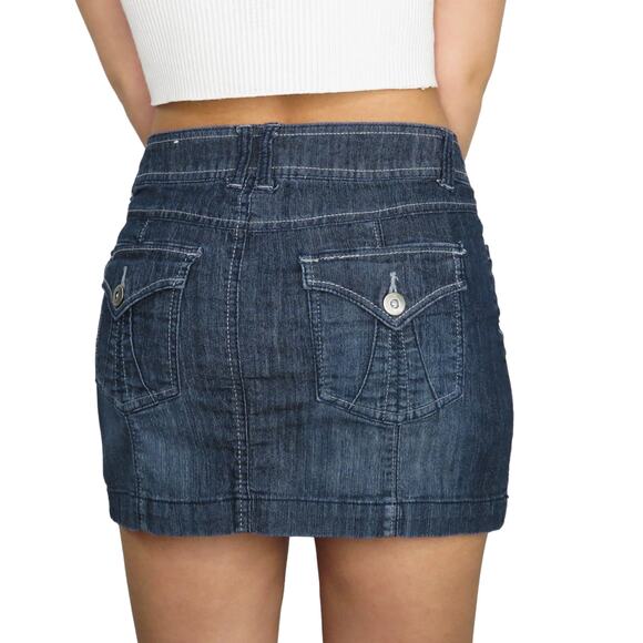 Y2k Dark Wash Denim Vintage Jean Mini Skirt Denim Micro Skirt 29" Cute - Picture 1 of 6